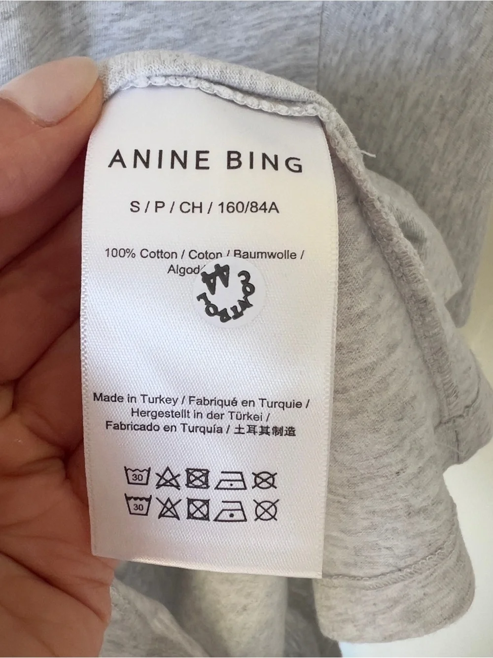 Anine Bing Lili Framed Monogram T-Shirt in Heather Grey NWT - Picture 8 of 9